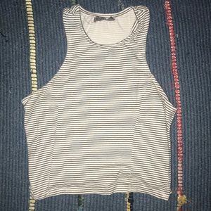 Black and white striped tight crop top